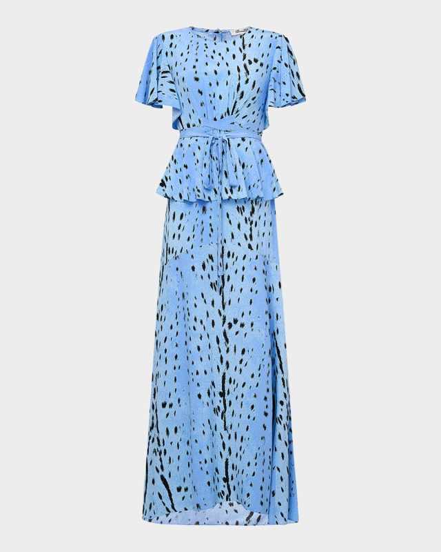 Levana Spotted Peplum Maxi Dress